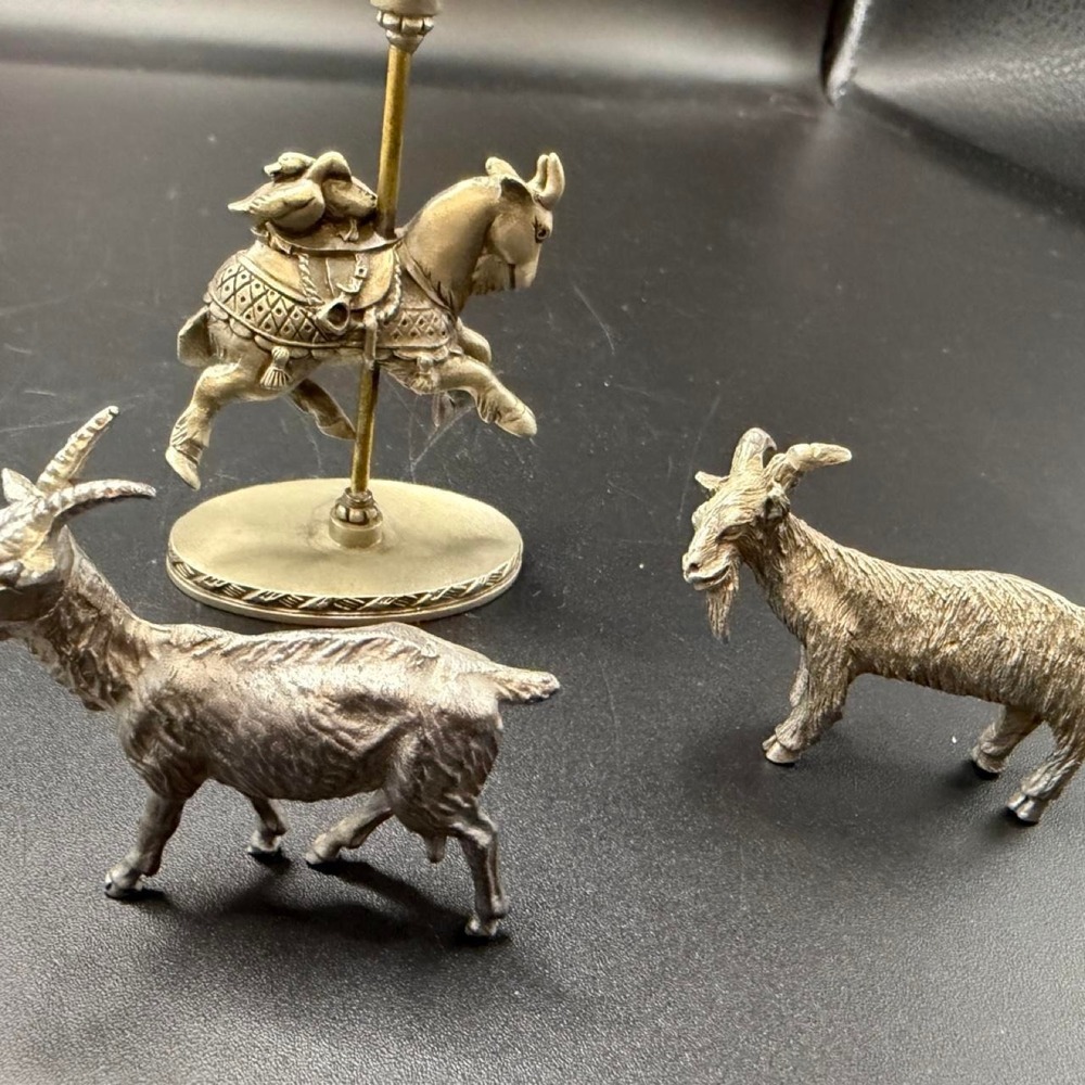 Pewter Billy Goats and Carousel Goat